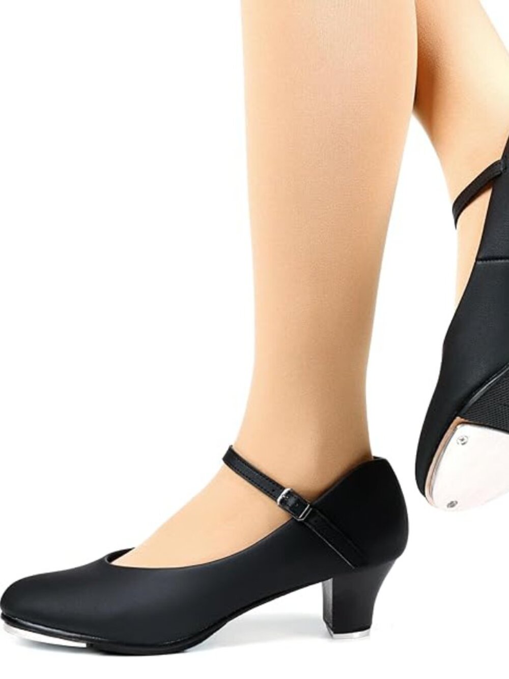1.55" Low Heel Tap Dance Shoes for Women | PU Leather Ankle Strap Character Shoe